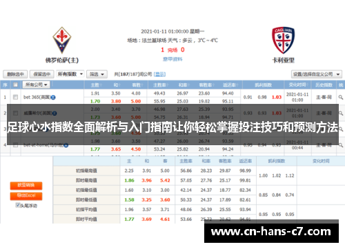足球心水指数全面解析与入门指南让你轻松掌握投注技巧和预测方法