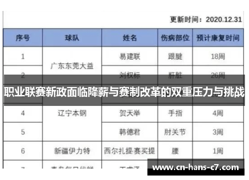 职业联赛新政面临降薪与赛制改革的双重压力与挑战